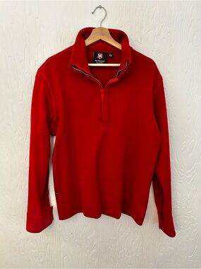 VICTORINOX 100% Wool Quarter Zip Sweater Red Men's Large Chalet Ski Old Money